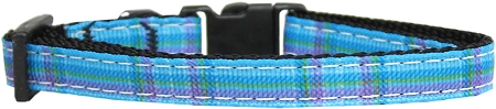 Plaid Nylon Collar Blue Cat Safety